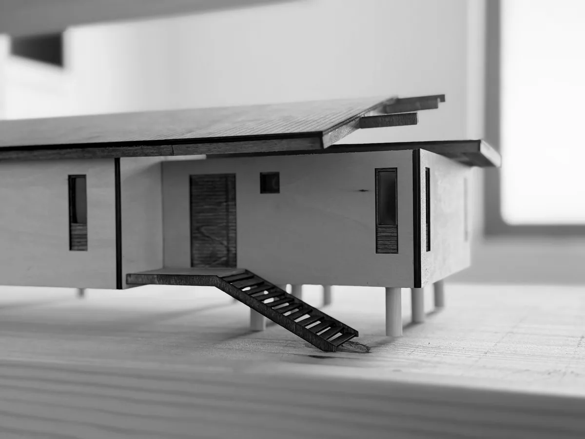 Múcaro Arquitectura — physical study model, entrance detail
